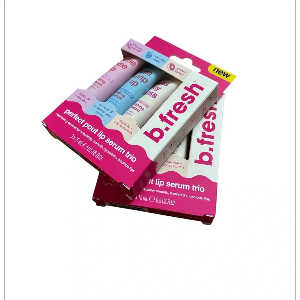 b. fresh | Perfect Pour Lip Serum Trio Cherry Bomb Pina Colada Donut BUNDLE 2X